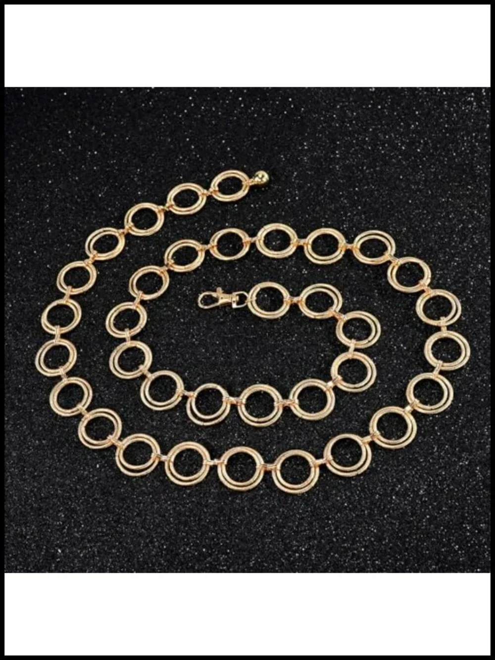 Double O-Ring Chain Belt Waist Chain for Dresses - Alloy Metal Gold